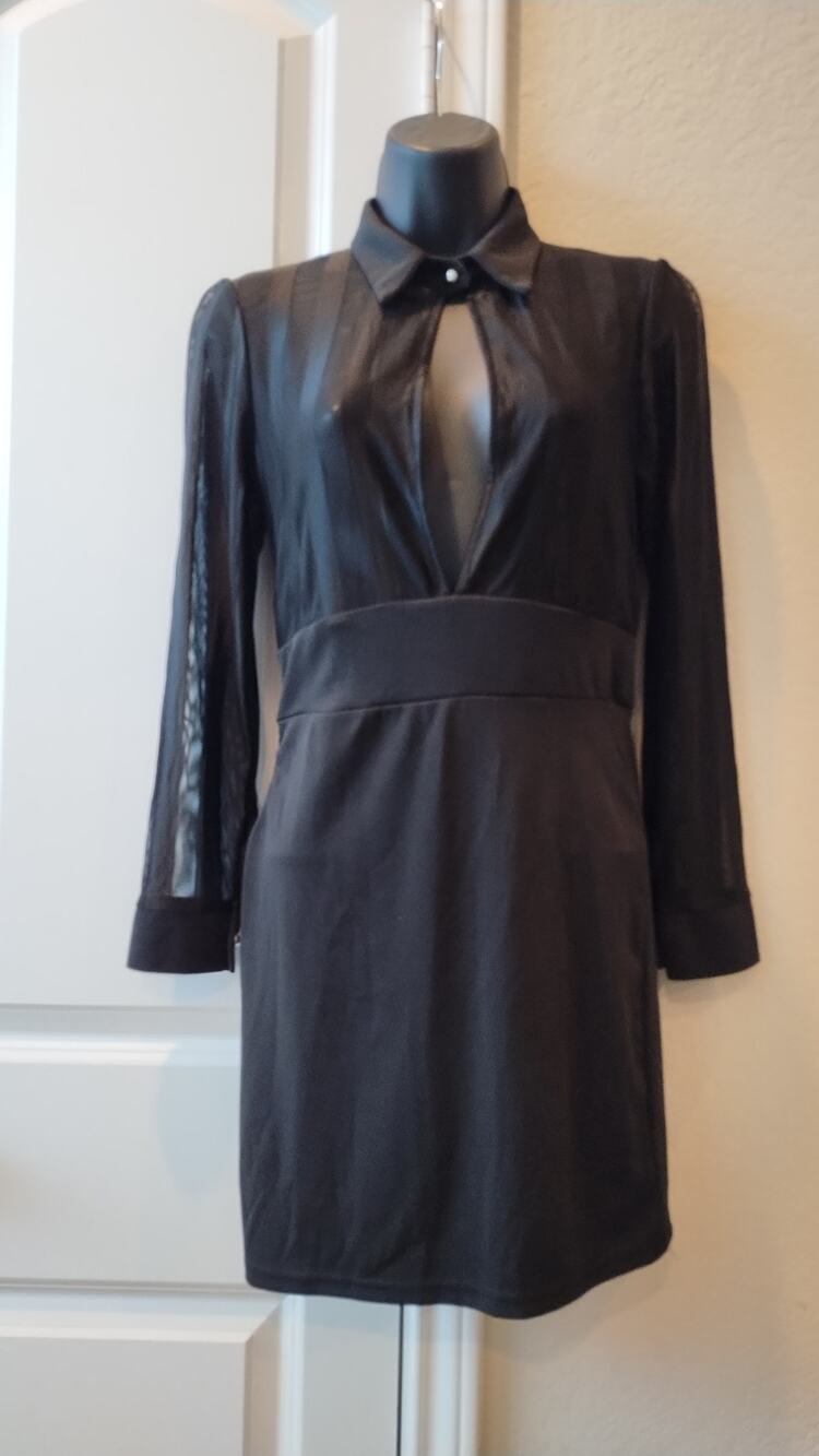NTW CBR Women's beautiful Bodycon Dress Black Long sleeves size small